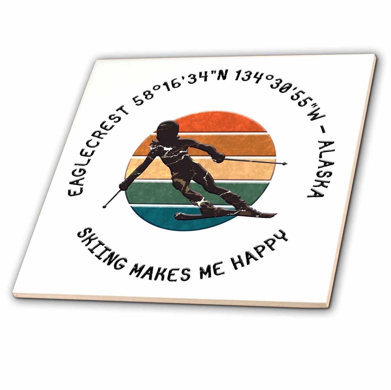 3dRose Eaglecrest, Alaska. Woman Skier on White. Downhill Skiing Sport Gift - Tiles (ct-374742-6)