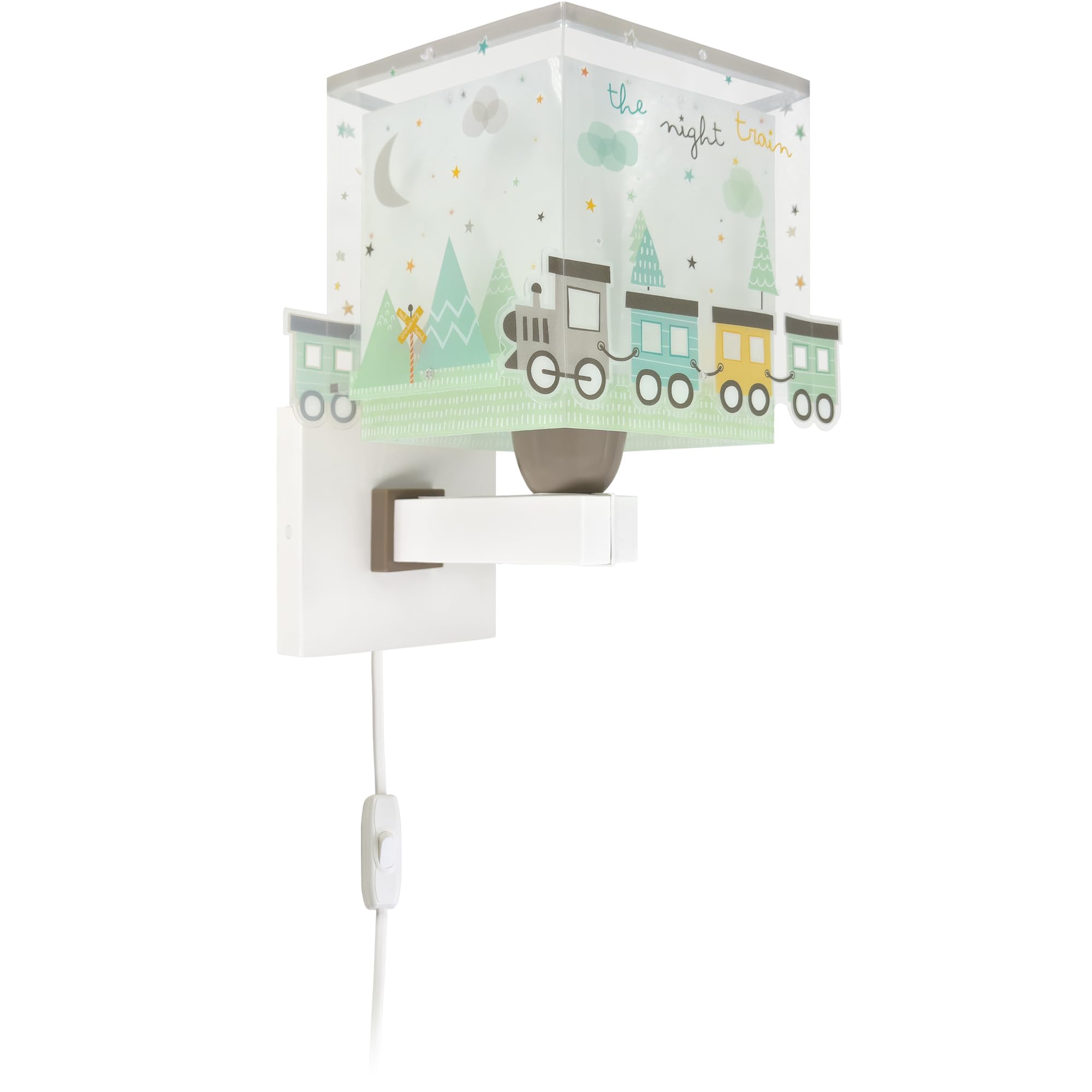 Dalber Lámpara Aplique Pared Infantil Tren Verde 63539 E14 | Lámpara aplique de pared con instalación directa a la corriente o mediante cable con interruptor incluido. The Night Train