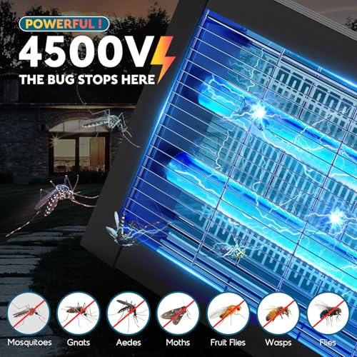 Image of Solar Bug Zapper Outdoor, Mosquito Zapper 4500V Cordless Waterproof | Auto On /Off, Portable Type-C & Solar Powered Bug Zapper, Electric Mosquito Trap Fly Zapper Killer for Patio Backyard Camping