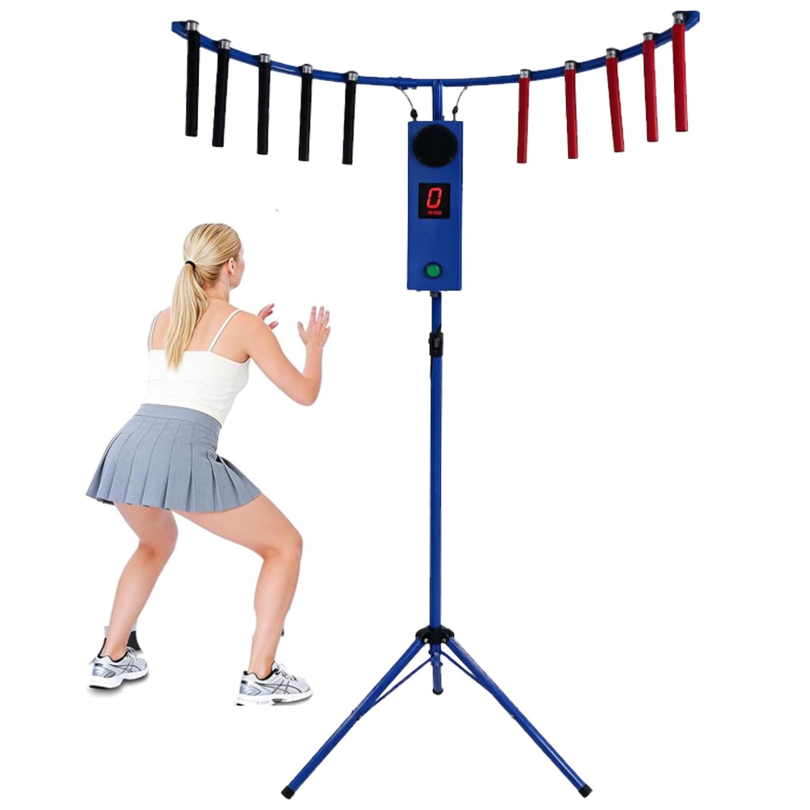 Pvxa Reflex Stick Challenge Game, Hand Eye Coordination Catching Stick Game, with 10 Sticks, MP3, LED Lights, for Party, Business and Game Room Blue