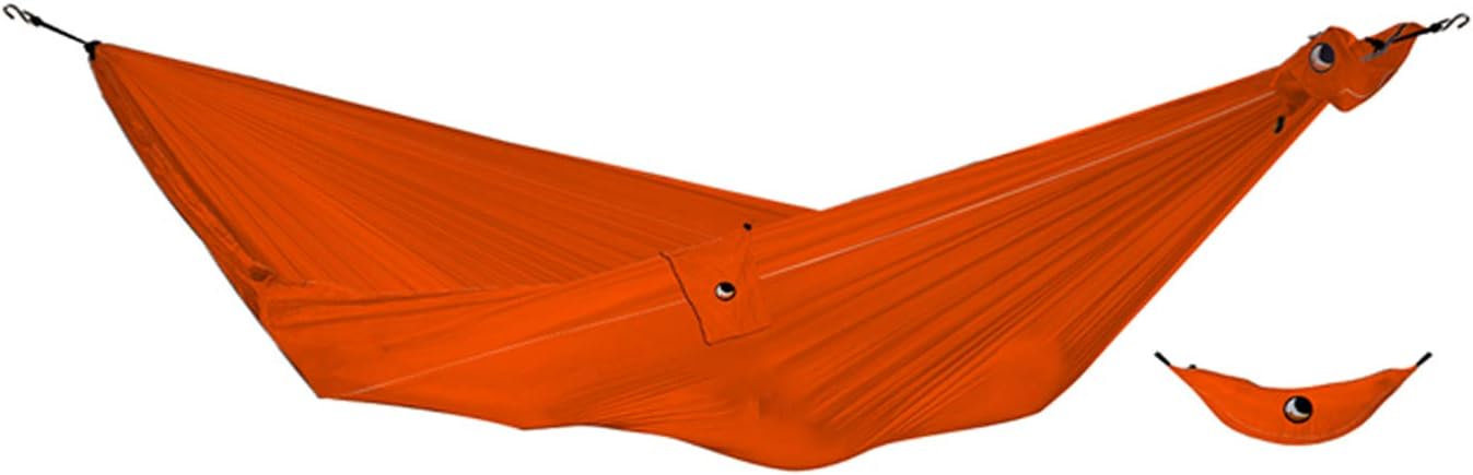 Ticket to the Moon Fair Trade & Handmade Compact- Lightweight-Hammock ORANGE for Travelling, Camping and Everyday Use, 3.2 * 1.55m, only 480g, Parachute Silk Nylon, Set-Up < 1 min.