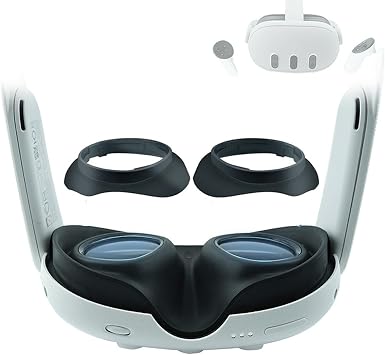 LYL Glasses Spacer Protector for Meta Quest 3, Anti-Scratch Ring, Black, Compatible with Quest 3 Headset, Oculus Integration, White