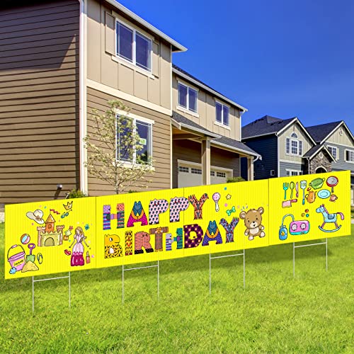 20 Pack Blank Yard Signs With 20 H Metal Stakes Plastic Lawn Signs For Outdoor Garage, Estate, Open House, Rent, Guidepost Decor, Birthday Party Decorations (Yellow, 16 X 12 Inch) #TOP4