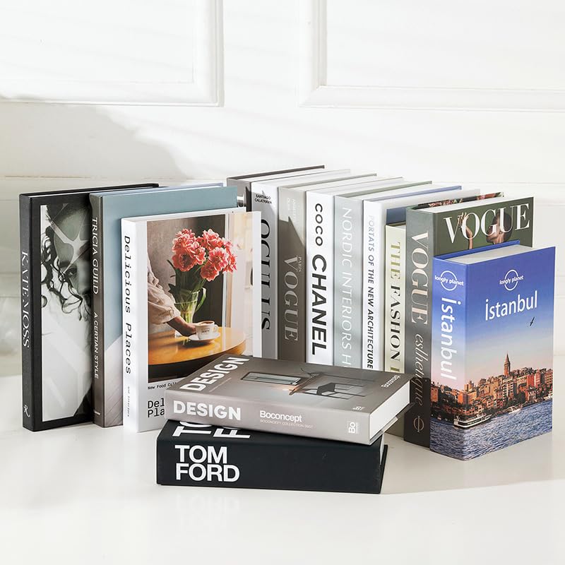 9-Up 14 Pcs Decorative Books for Home décor Black and whiteshelf Decor Accents Library décor for Home Sweet Stacked Books