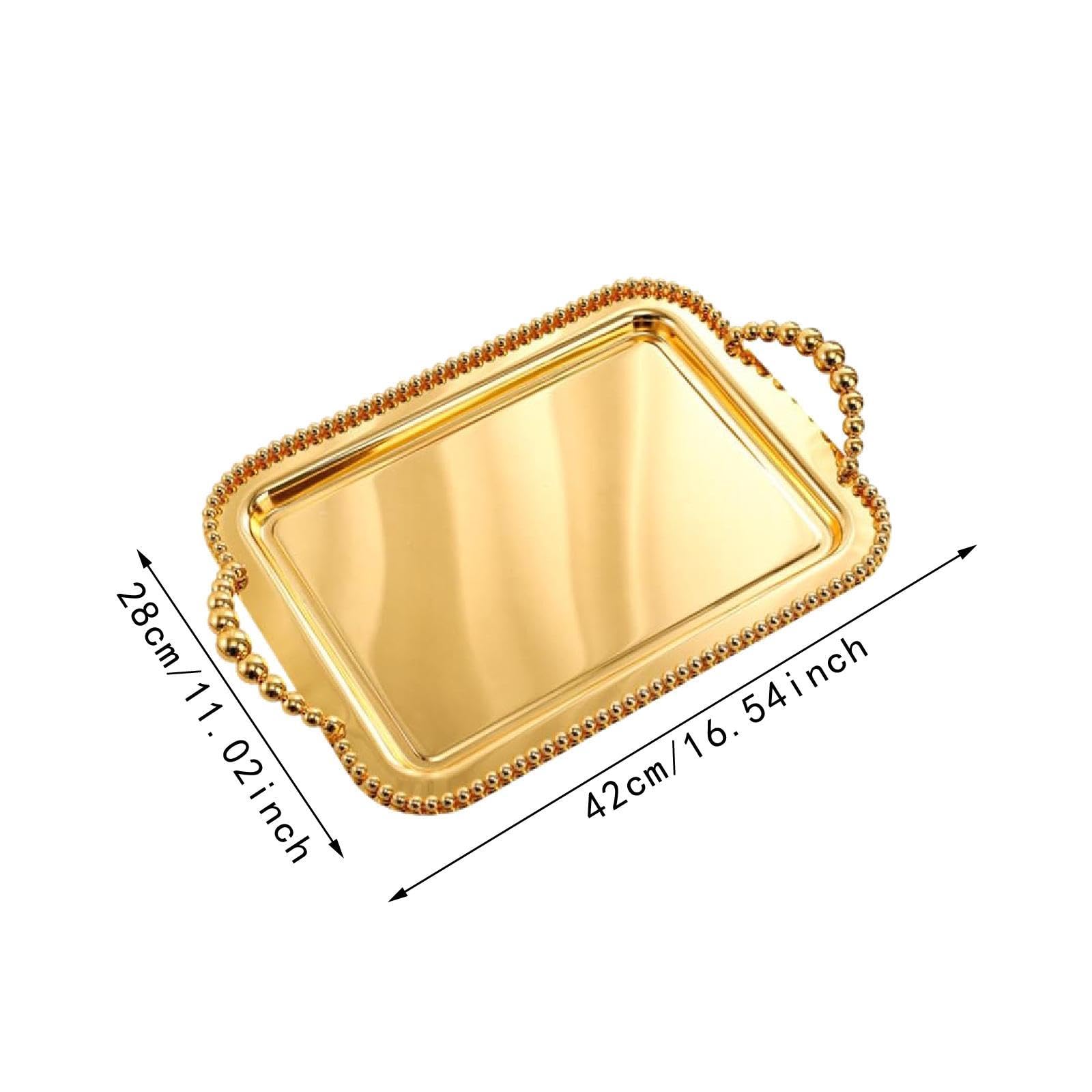 Bandeja Rectangular Antideslizante para Colocar Joyas Y Tazas de Té, Oro, Individual