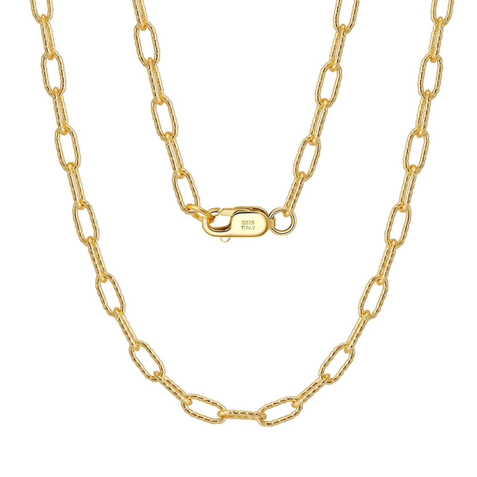 Collier en argent 925 anti-allergie avec chaîne trombone dorée