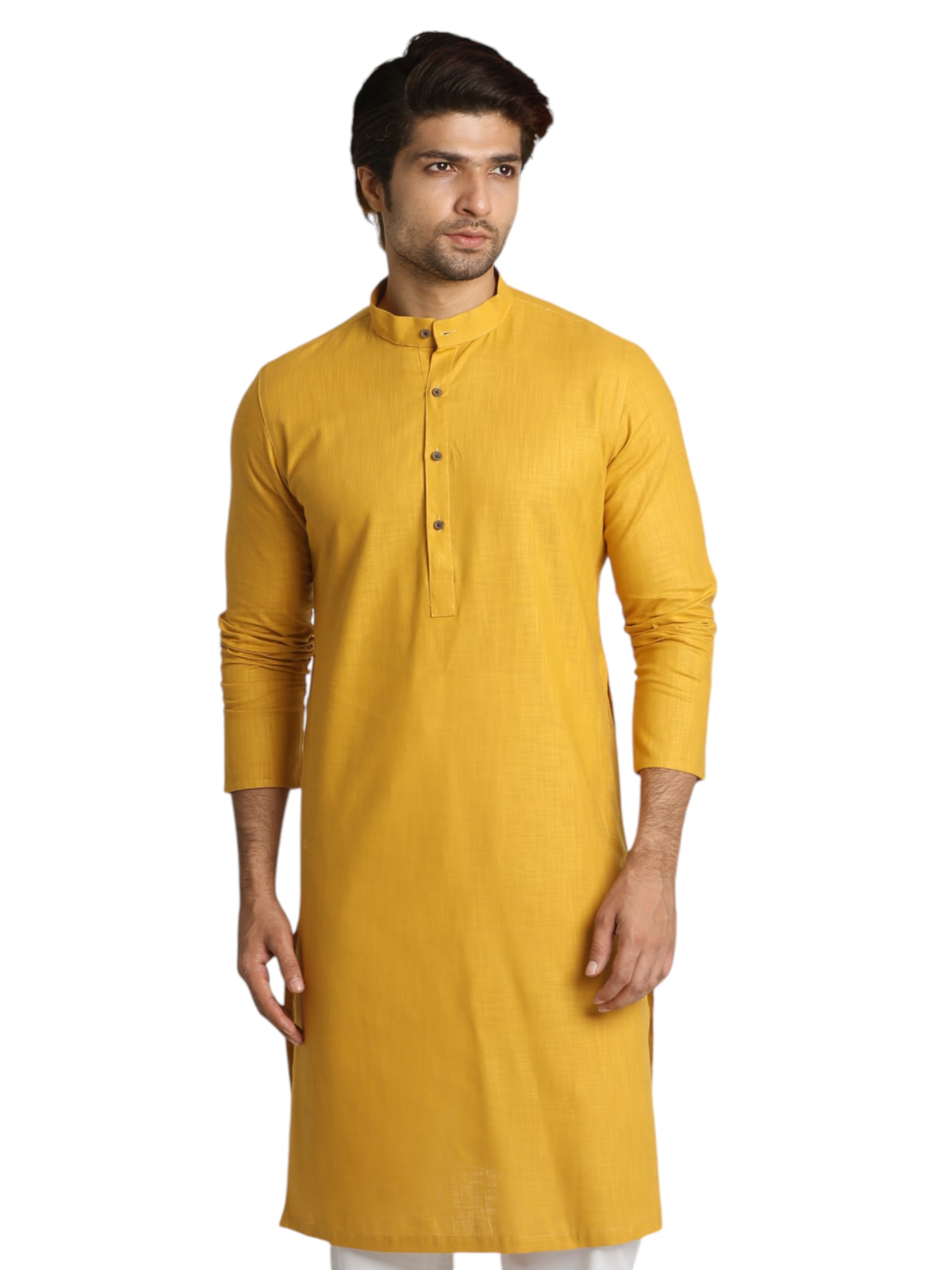 manyavar Men's Cotton Self Design Kurta (1pc)-picture-38