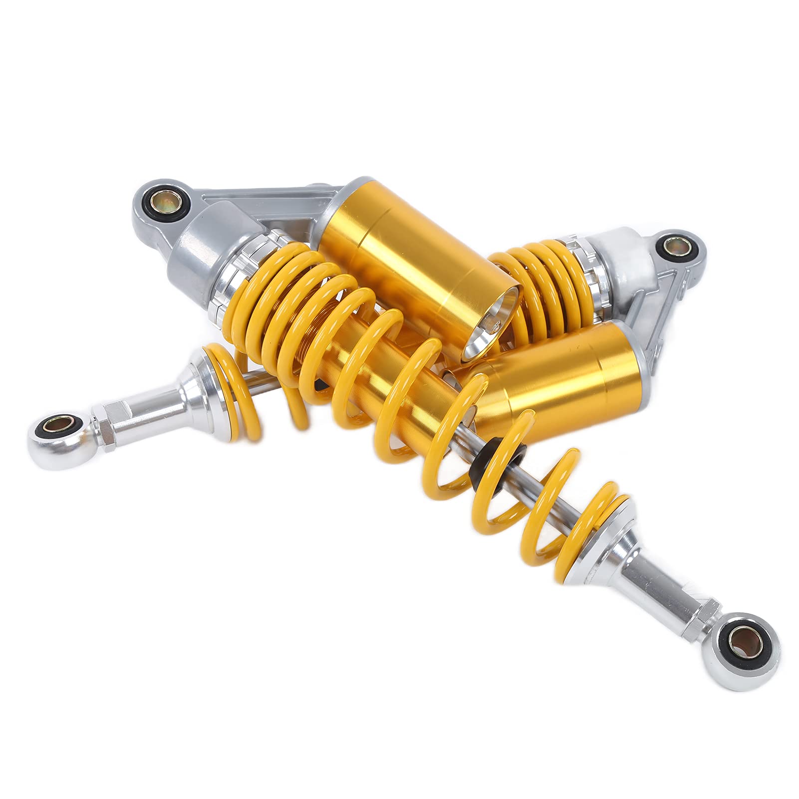 Dilwe Para Amortyzatorów Motocyklowych 340 Mm Sprężyna Tylnego Zawieszenia, Aluminium CNC i żelazo ATV Amortyzator, Polerowane Wykończenie, Uszczelka, Uniwersalny do Gokartów ATV SUV Scooter (YELLOW)