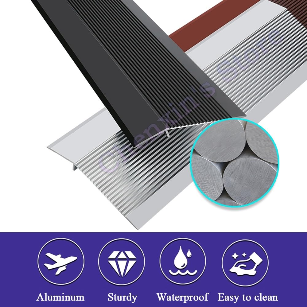 Aluminiowy profil przejściowy do regulacji wysokości, 830 mm, antypoślizgowa listwa przejściowa do płytek i laminatu, żelazo, szara, 120 cm, trwałe i wszechstronne rozwiązanie