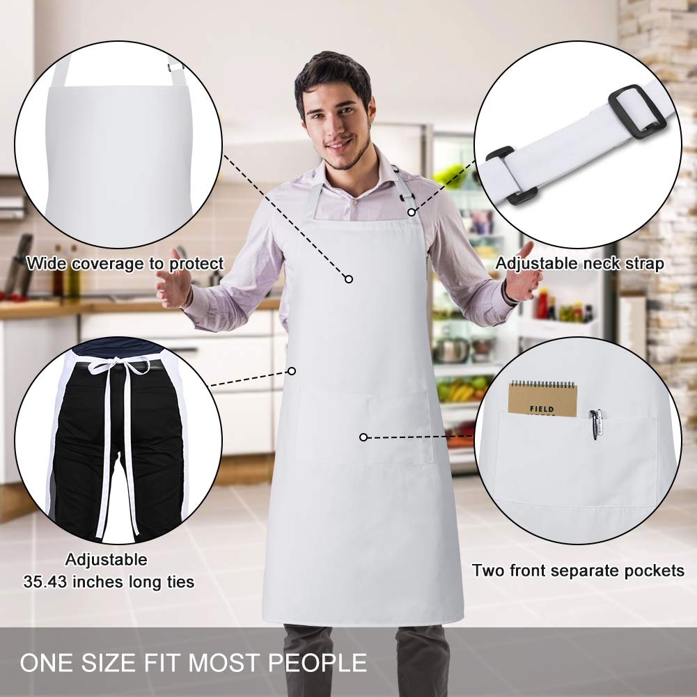 Jubatus Apron dla kobiet i mężczyzn, 4 sztuki w zestawie z 2 kieszeniami
