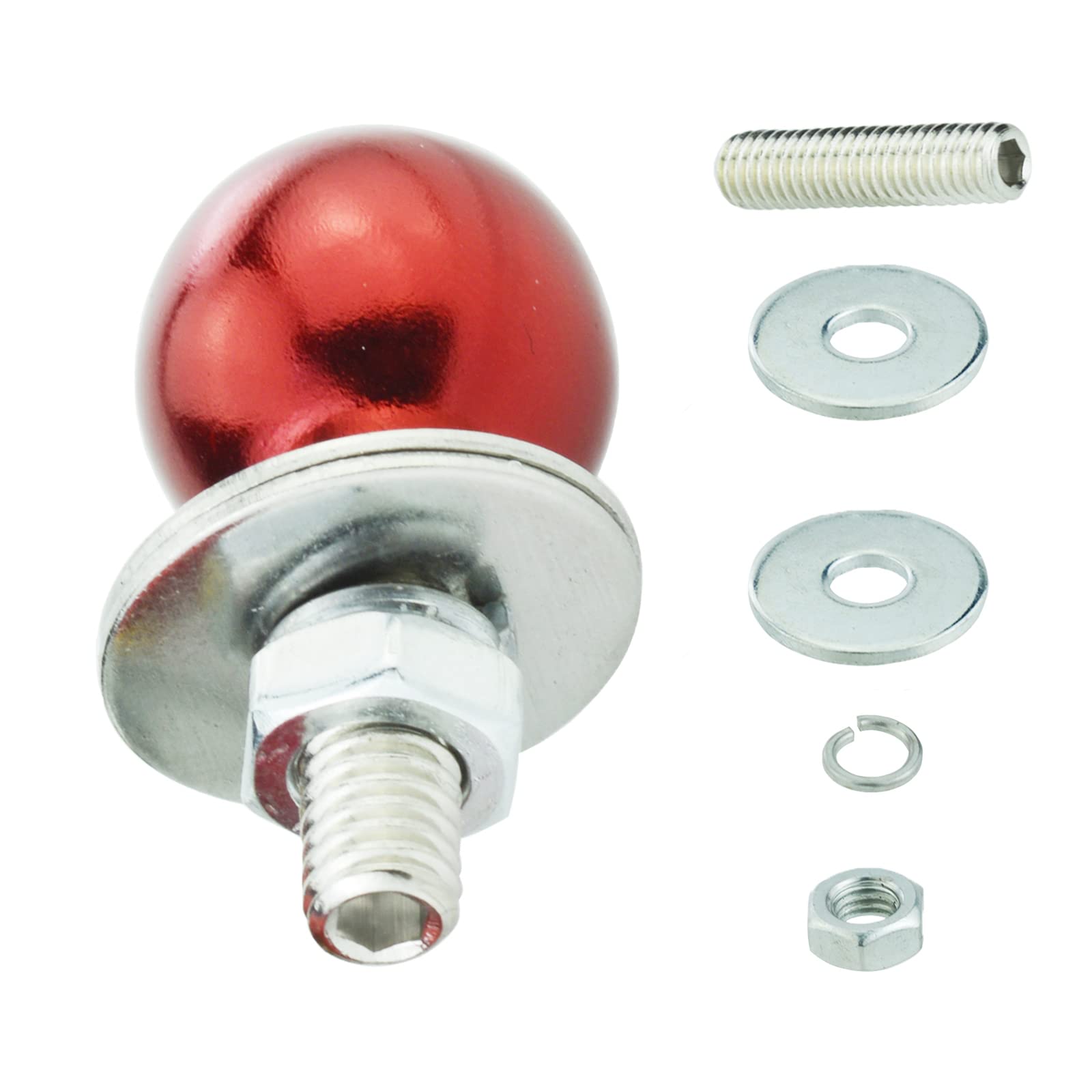 Temzzer 4-Pack Long Car Tag Screws - 6mm License Plate Bolts With Nuts & Washers For Most Vehicles (Red)