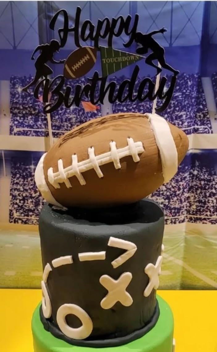 Happy 12th Birthday Football Cake Topper - Rugby Player Scene, Glitter Card, 7.3 Inches Wide - View #4