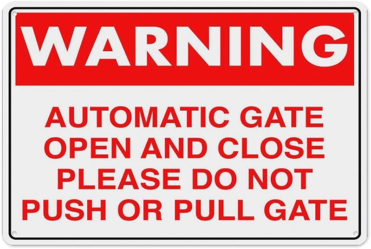 Bdeyfg Colour6 Warning Automatic Gate Metal Tin Sign Aluminum Warning Signs For Indoor & Outdoor Yard Lawn Sign Home Decor 8X12 Inch