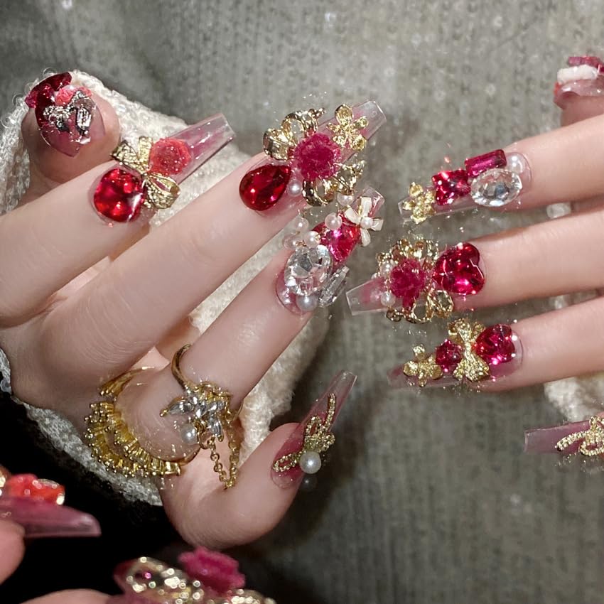 MAYCREATE® Press-On Nails Long Ballet-Style3D Bow Rhinestone Design | Including Glue, Adhesive Tabs, File and Prep Tools for Professional DIY Manicure and Salon Look at Home-image-22