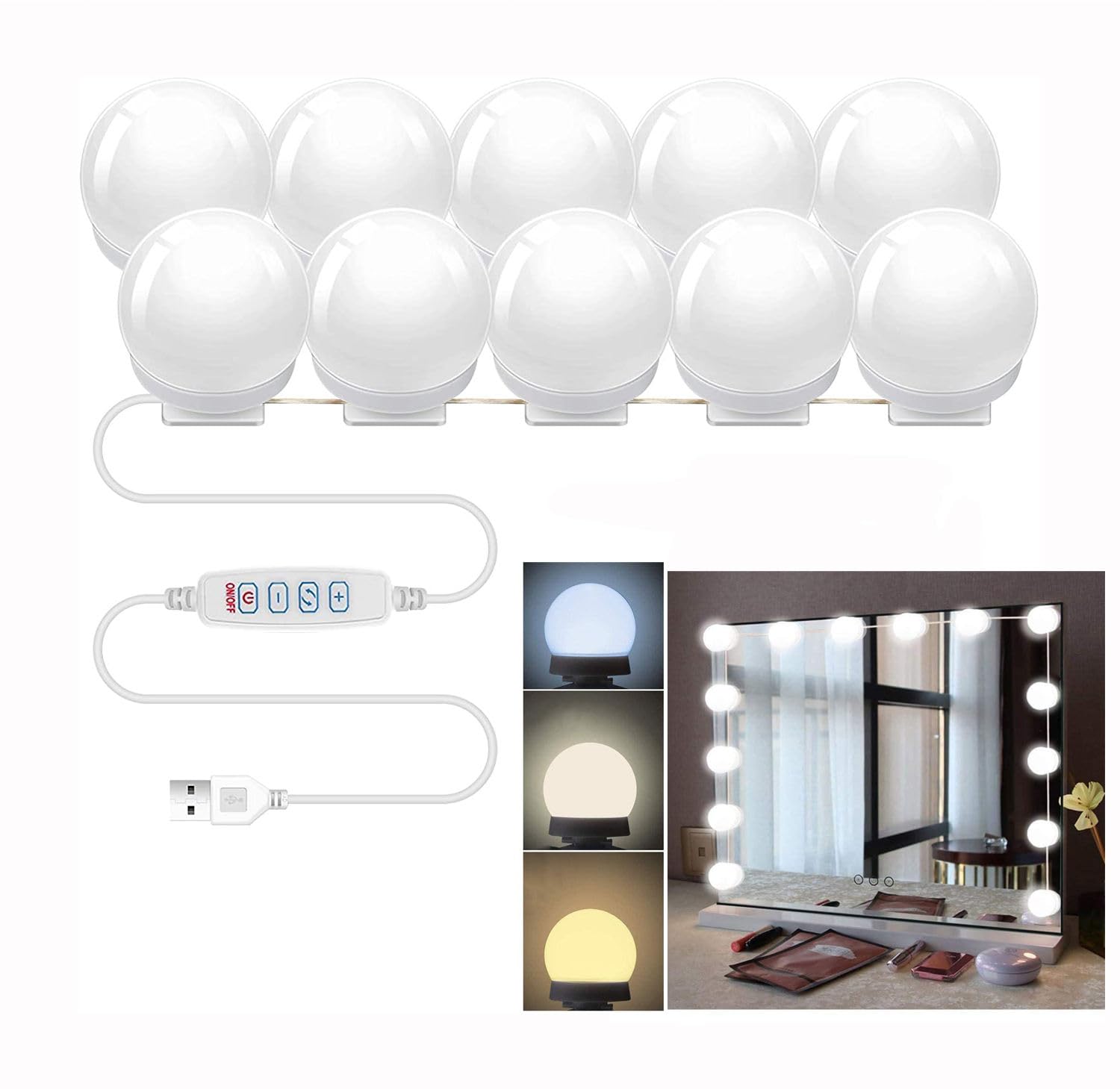 NEXIFY Vanity Mirror with Lights, Lighted Makeup Mirror with Detachable 5X Magnification Mirror, Makeup Mirror with Lights, Touch Control-picture-50