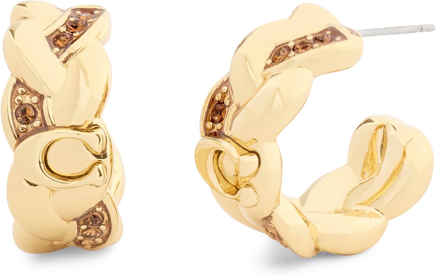 COACH Jewelry Women's Signature C Braided Hoop Earrings