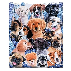 Puppy-Collage-Super-Soft-50-x-60-Plush-Fleece-Throw-Blanket-by-Jenny-Newland Plush Dog Blanket by Jenny Newland