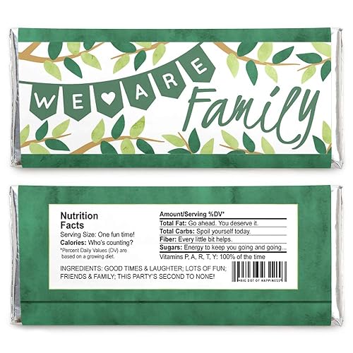 Miniatura 2 de Big Dot of Happiness Family Tree Reunion - Envoltura de barra de caramelo para fiestas - Juego de 24