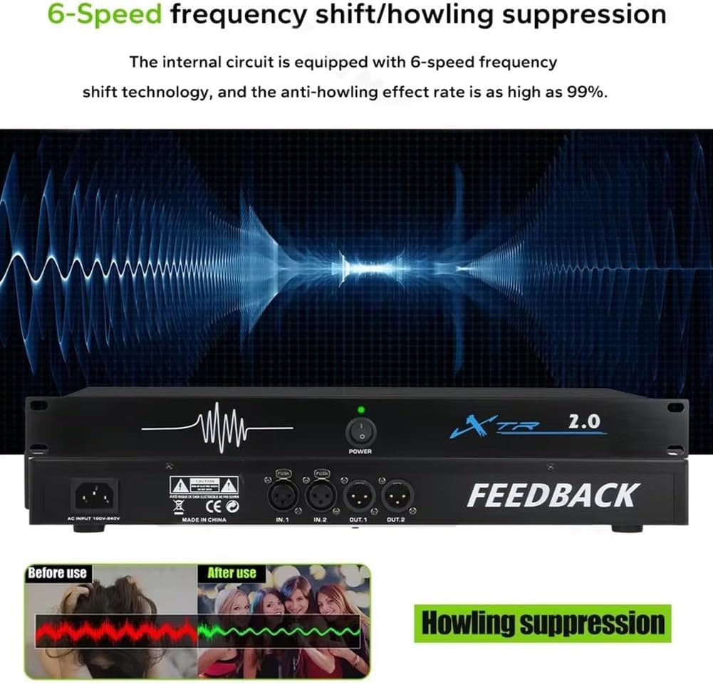 Soppressore professionale di feedback con cambio di frequenza per palco, KTV, bar e sala di registrazione