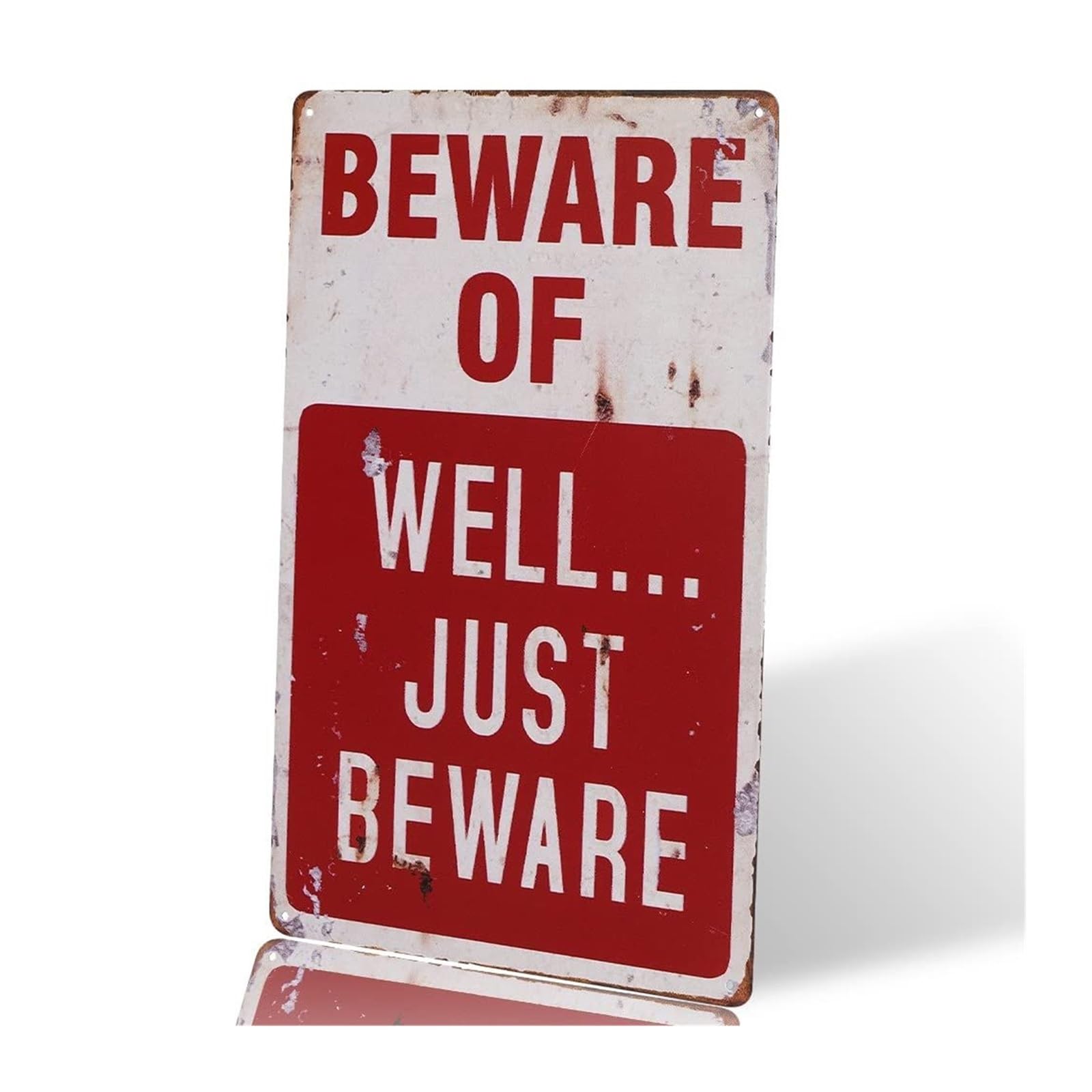 NWPNLXEA Beware Of Well Just Humorous Metal Sign Vintage Tin Wall-Art for Garage Man Cave Workshop Rustic Decor 8 X 12 inch