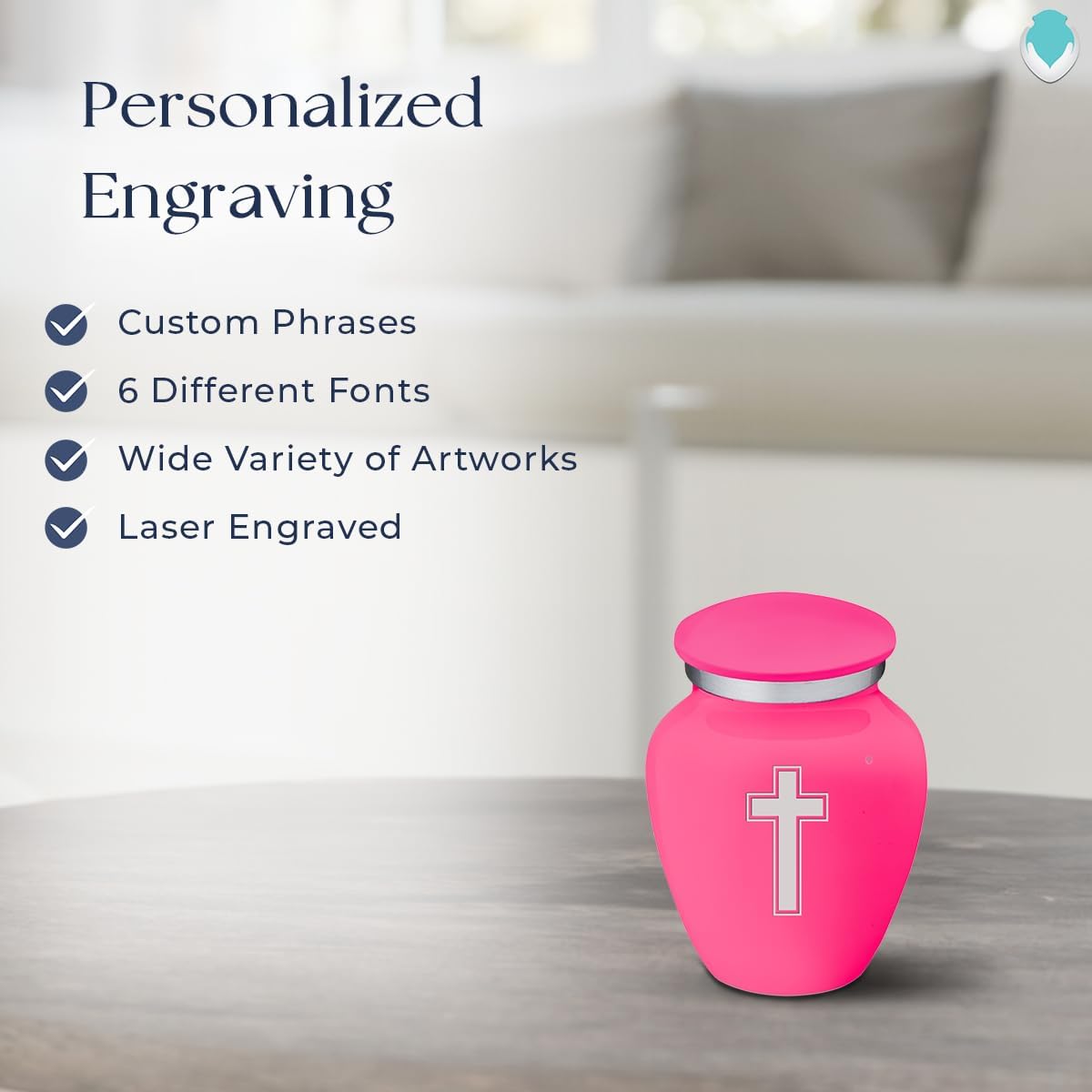 Geturns Embrace Keepsake Simple Cross Cremation Urns for Human Ashes I Bright Pink Funeral Urn for Women and Men I 3.5 lbs