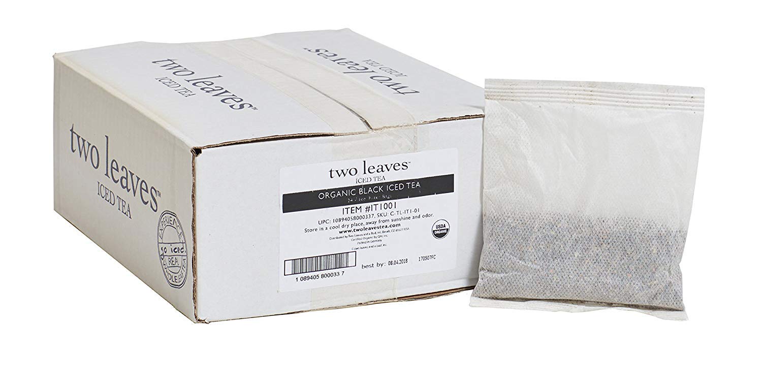 Two Leaves and a Bud Organic Black Iced Tea, 1 Ounce Filter Bags, 24 Count, Organic Whole Leaf Full Caffeine Black Iced Tea in Filter Bags, Delicious Iced