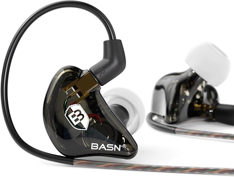 Bsinger PRO in-Ear Monitors Hybrid Dynamic Dual Drivers Two Detachable MMCX Cables Musicians in-Ear Earbuds Headphones (Black)
