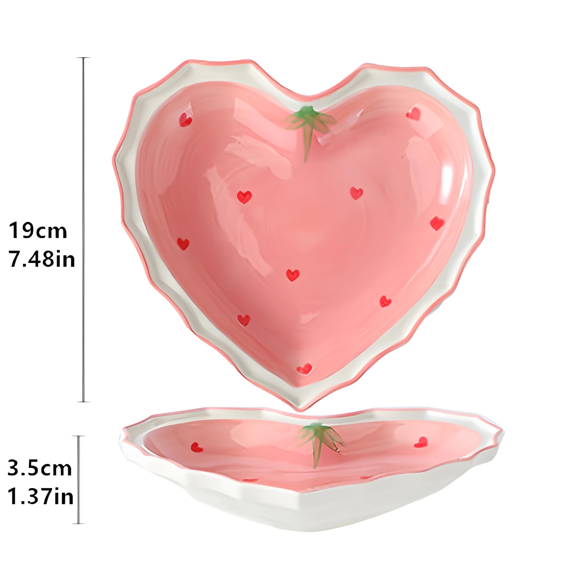 Piatto da Cena in Ceramica, Piatto a forma di cuore rosa, Adatto per Varie Insalate di frutta Dessert Pasta e Bistecca, Forno a Microonde e Forno