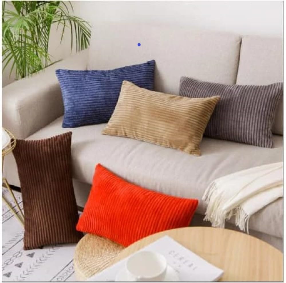 Image of Guffaw Corduroy Rectangular Cushion Covers, Size 12x18, Pack of 2, Multiple Colors (1, Coffee Brown)