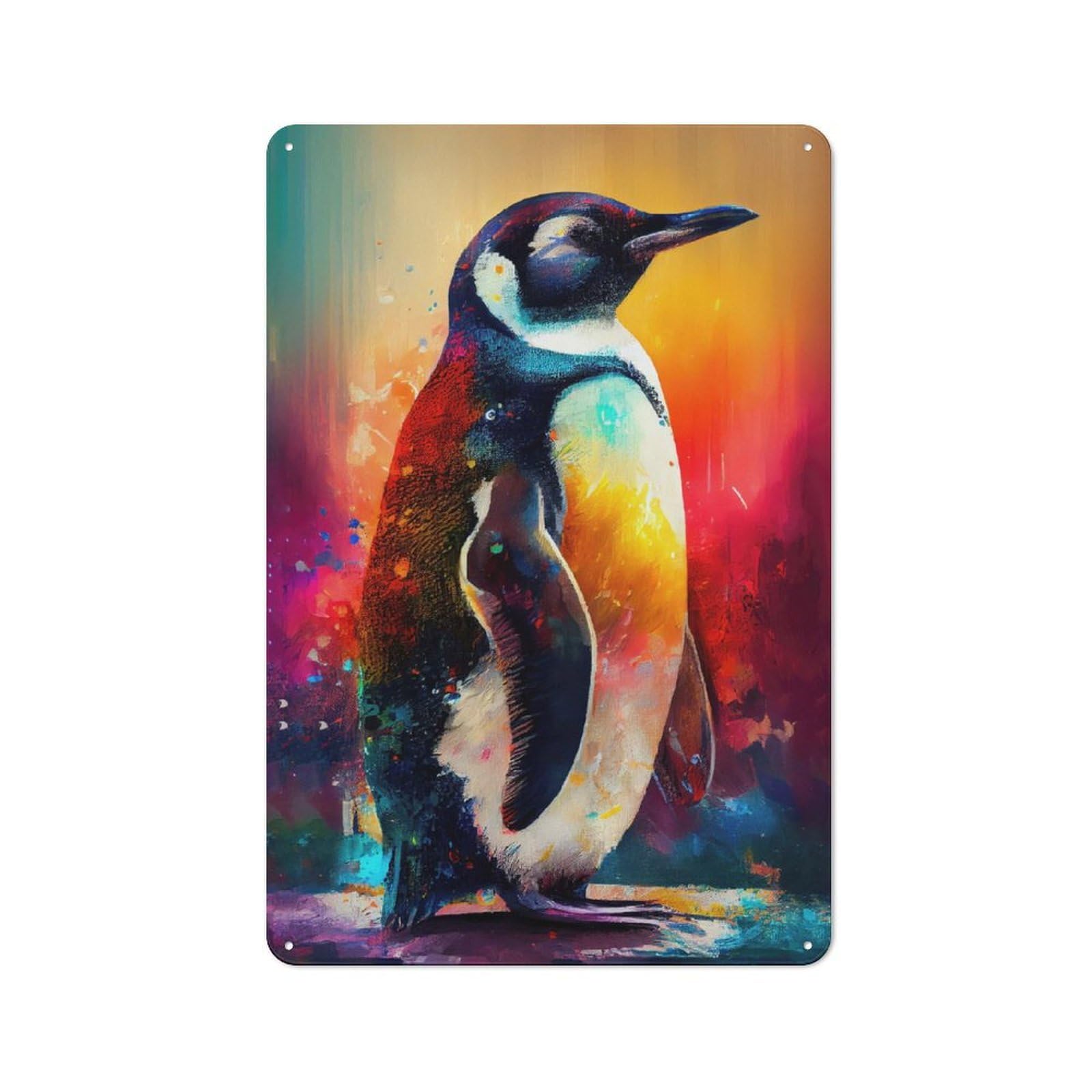 Junmoney The Sociable Penguins Metal Sign 30X20cm With For Pub Or Café, Retro Decor, For Cooler-Month Interiors With Retro Character