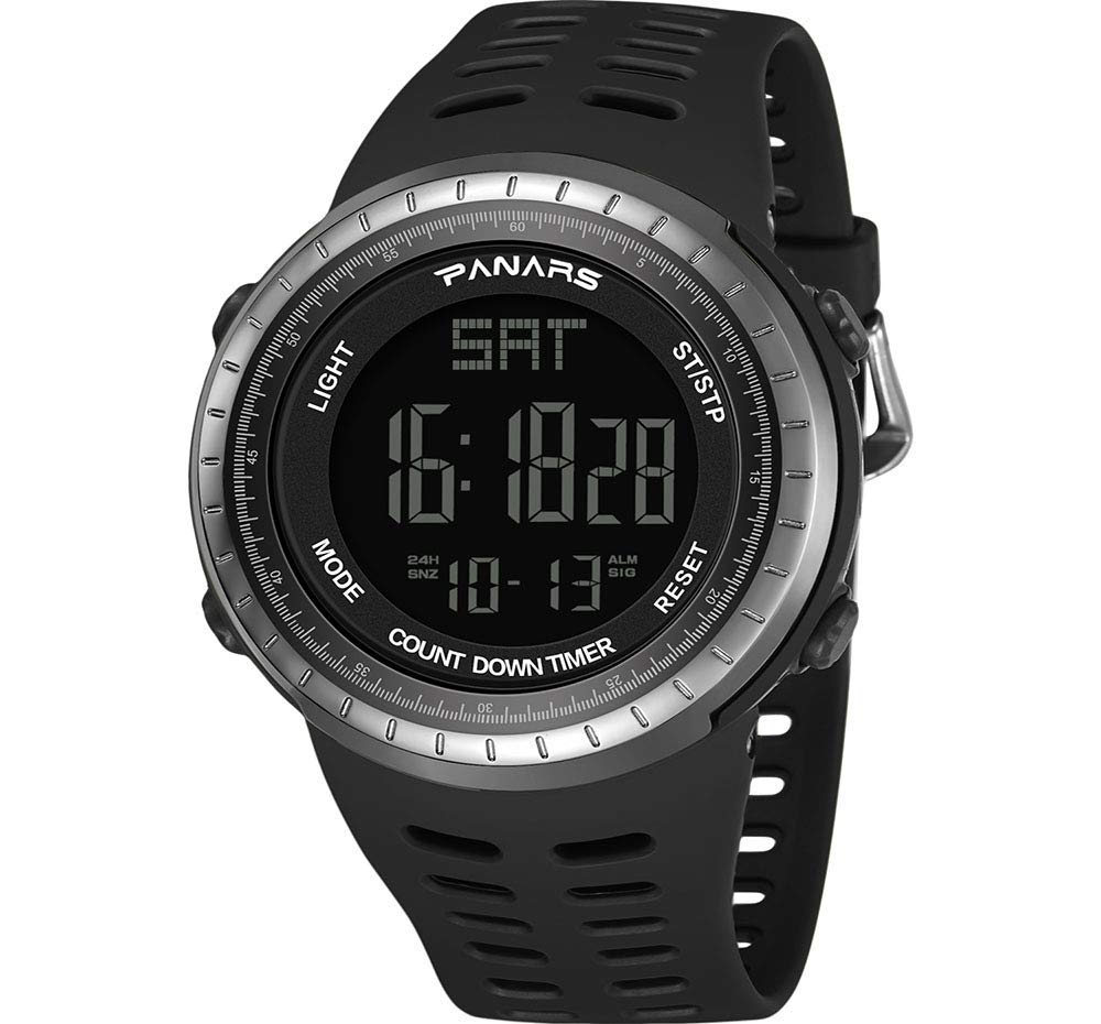 Omadiol Mens Digital Sports Watch Waterproof, Led Screen Large Face Military 50M Waterproof Multifunctional Stopwatch Countdown Alarm Chrono Army Wrist Watches for Men