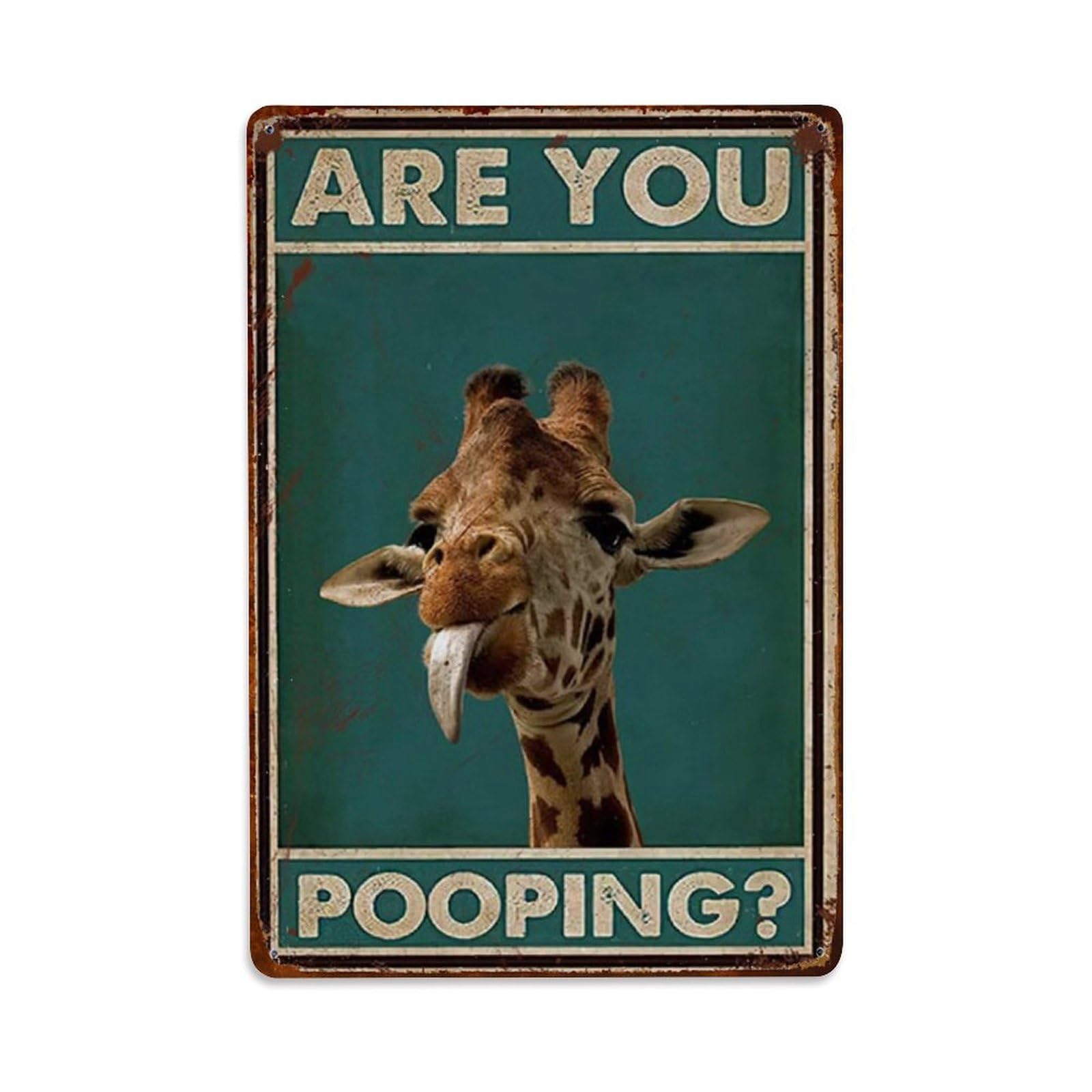 Funny Giraffe Are You Pooping Metal Tin Sign Vintage Garden Bedroom Cafe Bar Man Cave Home Wall Decor Metal Poster 8x12 in