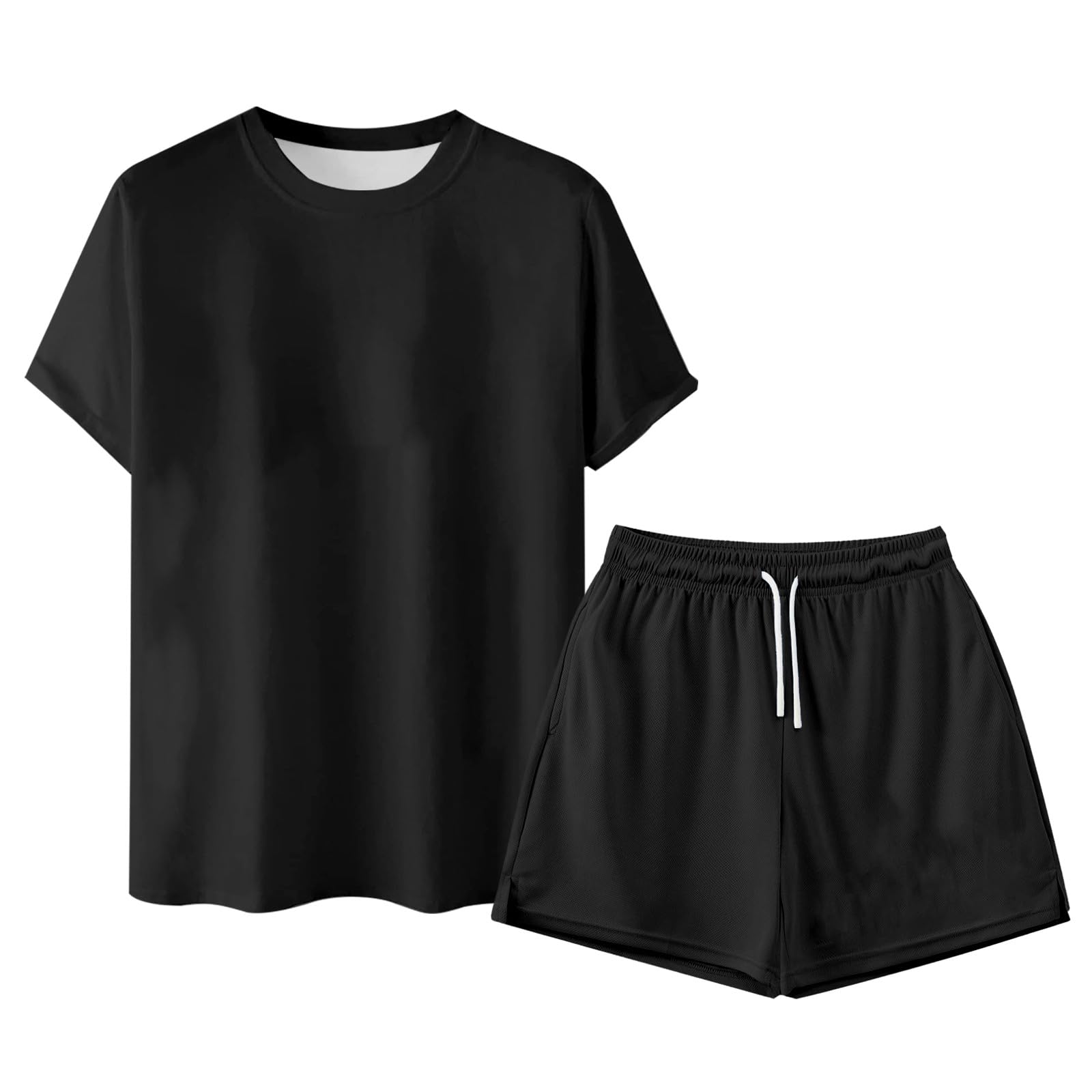 Ensemble Survêtement Homme 2 Pièces Tee Col Rond Manches Courtes Short à Cordon Tissu Respirant Décontracté Été Sport Loisir Dix Couleurs Polyvalent Quotidien
