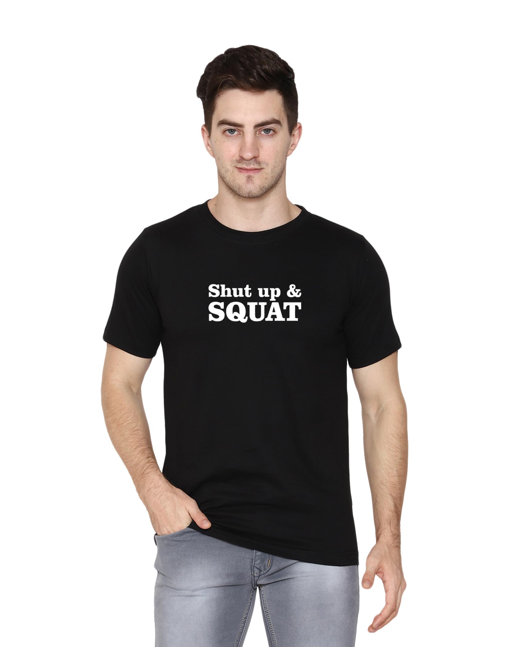 T-shirt TruckGraphic Printed T-Shirt for Men & Women | Shut Up and Squat Gym t-Shirts | Motivational Tshirts for Gym | Slogan T-Shirt | Fitness Tshirt | Quote Tshirt