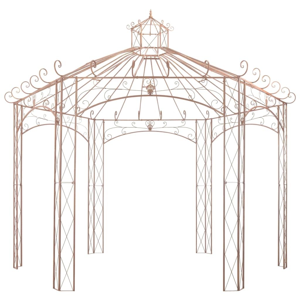 vidaXL Gartenpavillon Pavillon Rankhilfe Rosenbogen Rankgitter Eisenpavillon Metallpavillon Rosenspalier Pergola Garten Terrasse Antikbraun 4m Eisen