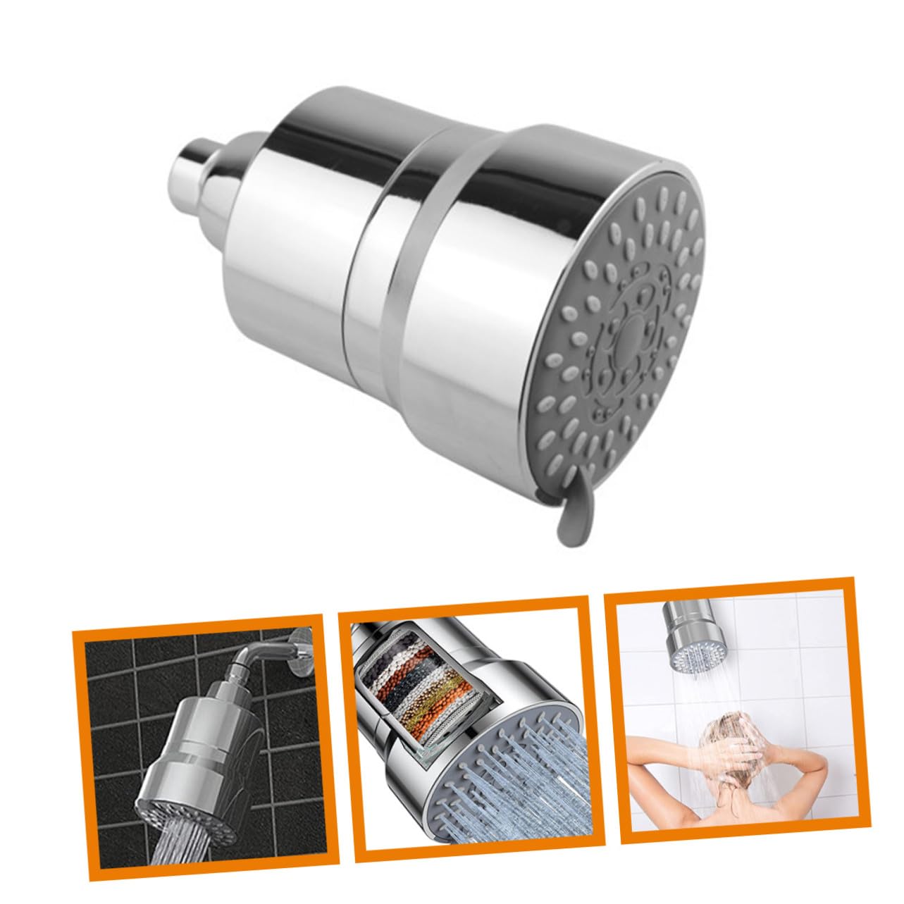 Duschkopffilter Ersatzteil für Duschkopf mit Filter, Silber | Abs und Metall, Verstellbarer Winkel, Gesundheitsschutz, Passend für Gefilterte Dusche