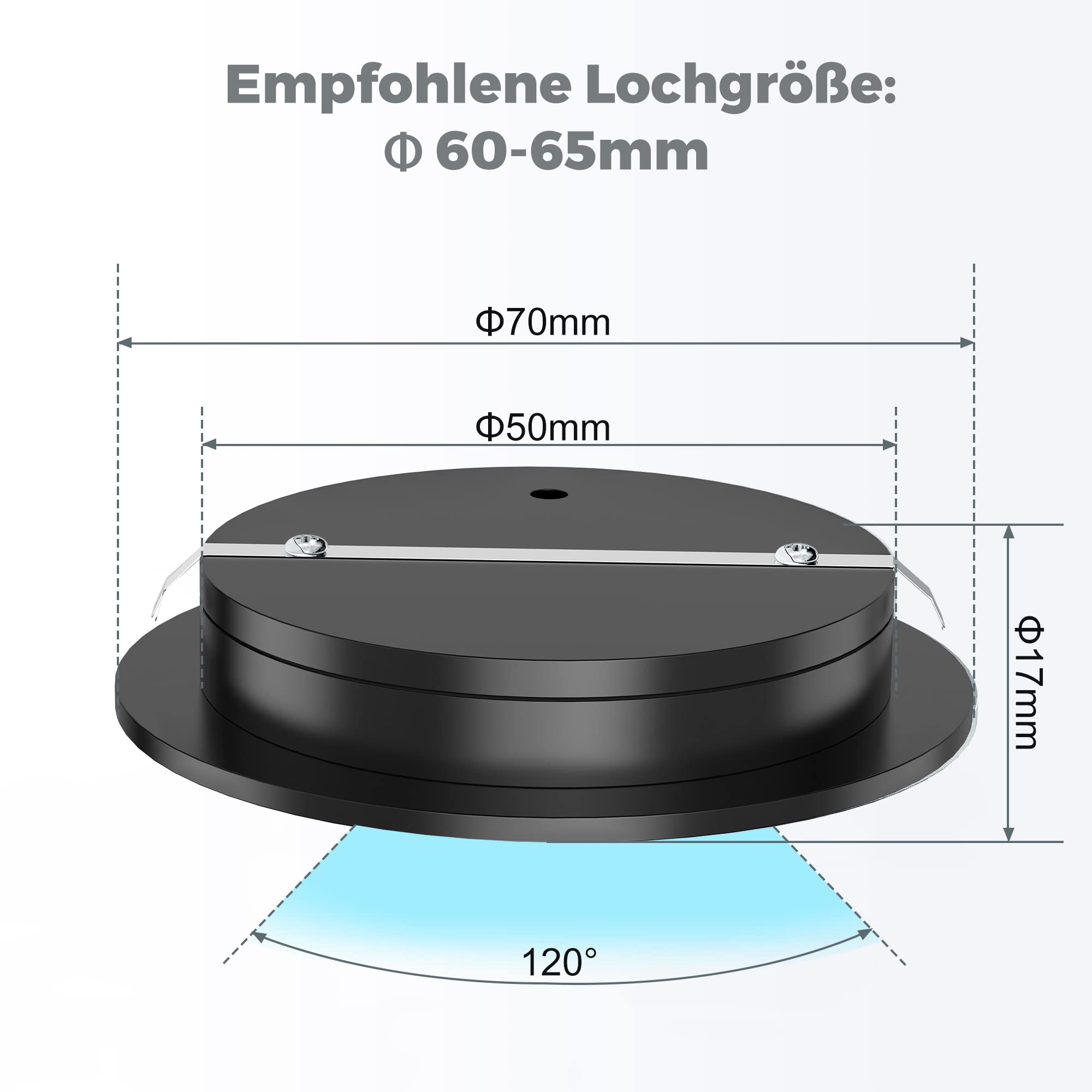 6 Stück LED Einbauleuchte 12V 3W 4000K Dimmbar Deckenleuchte Loch 60-65mm für Wohnmobil Boot Wohnwagen, für Vitrinen&Regale&Küchen Badezimmern&Wandschrank, Voll Aluminium Warmweiß, Schwarz
