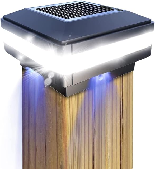 GEYUEYA Home Solar LED Post Lights Outdoor Garden IP65 Waterproof Square Black Landscape Post Cap Lamp for Patio Fence Deck 4x4 5x5 6x6 inch Wooden Posts