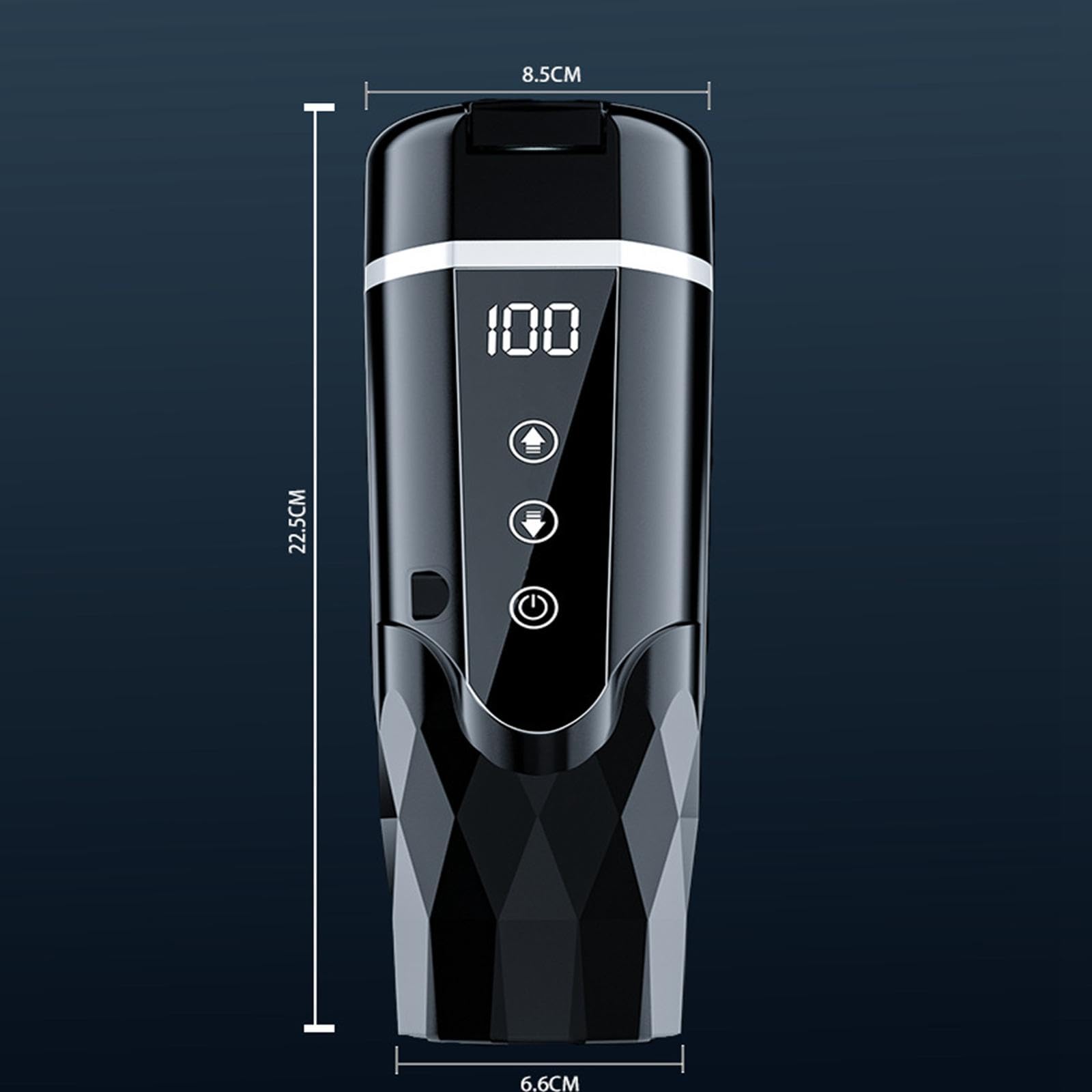 Taza Calefactable para Coche con Tapa Hermética Vaso Térmico Portátil Termo Eléctrico de Acero Inoxidable Pantalla Adecuada para Viajes Oficina Ca, Negro, Individual