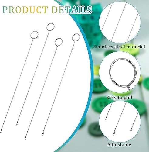 Miniatura 5 de Loop Turner - Herramienta de costura, juego de 4 piezas, ganchos de aguja con pestillo para tiras de tubo de tela, bricolaje (10.4 pulgadas)