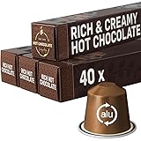 RICH & CREAMY Hot Chocolate Pods | Compatible with Nespresso | 40 Dark Chocolate Alu capsules | Perfect for a delicious Café Mocha or the kids