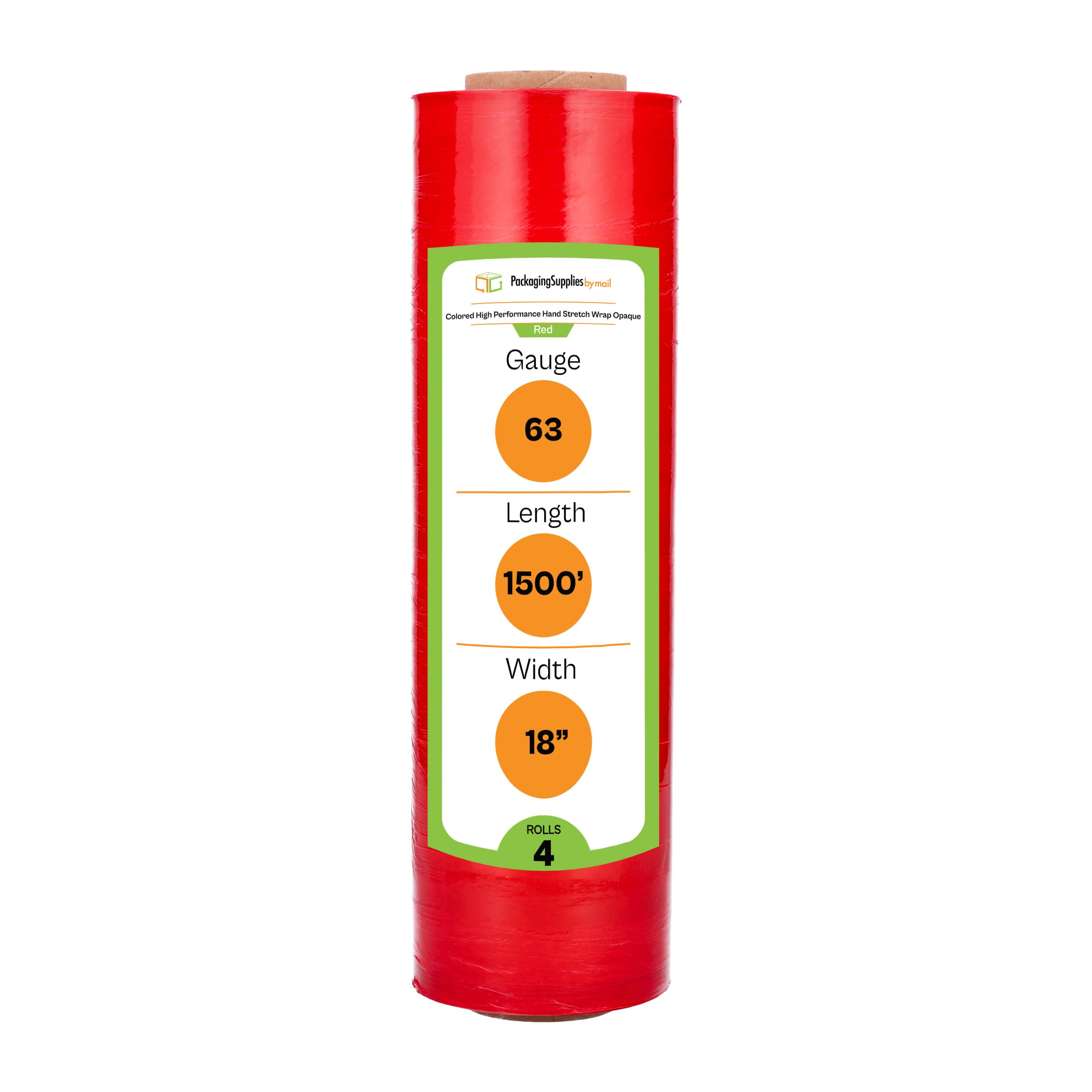 PSBM Lot de 4 rouleaux de film étirable en plastique Rouge foncé 45,7 cm x
