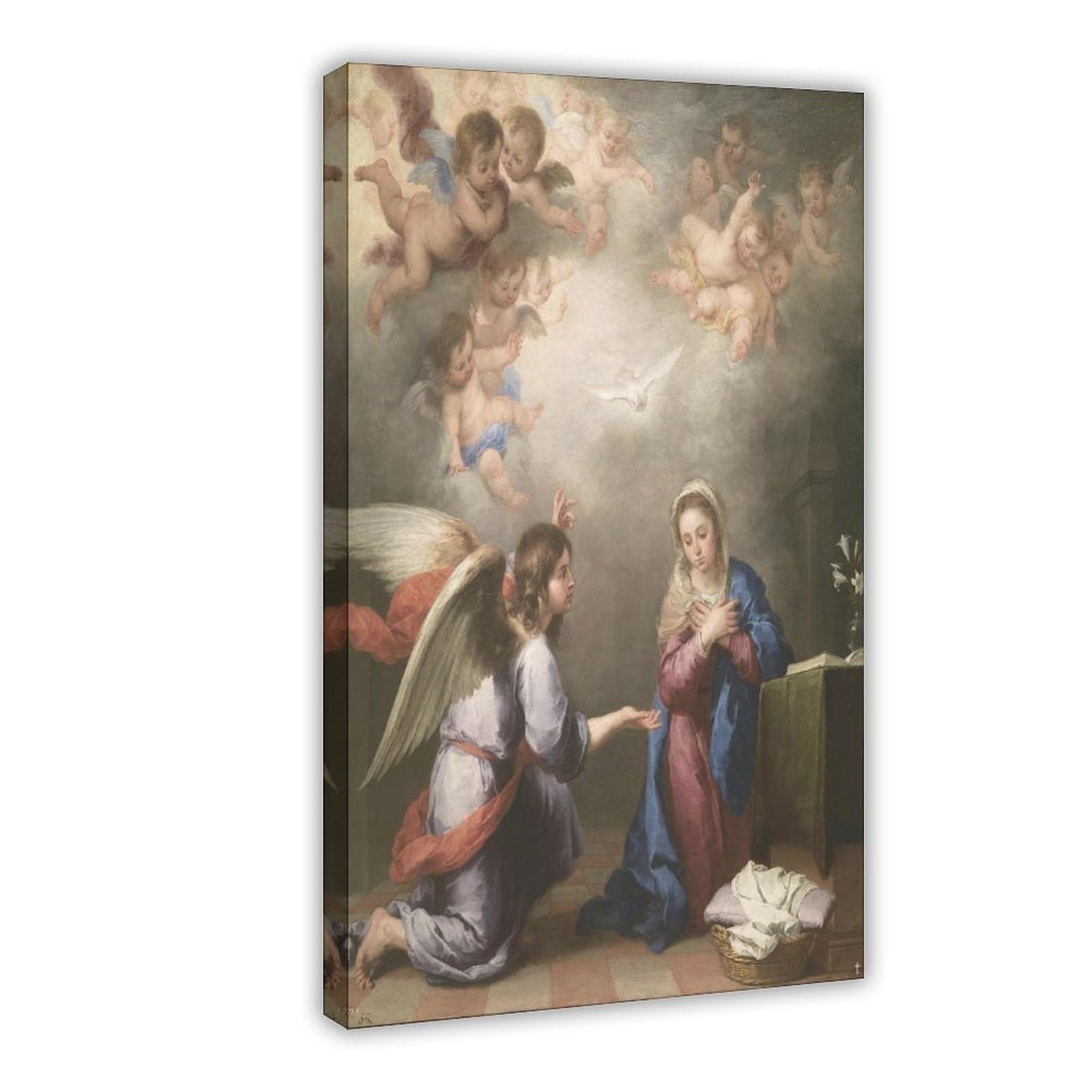 WCYB Bartolome Esteban Murillo - The Annunciation 1660 Posters Prints Canvas Deco Paintings Wall Art Hangable Frame 20" L X 30" W