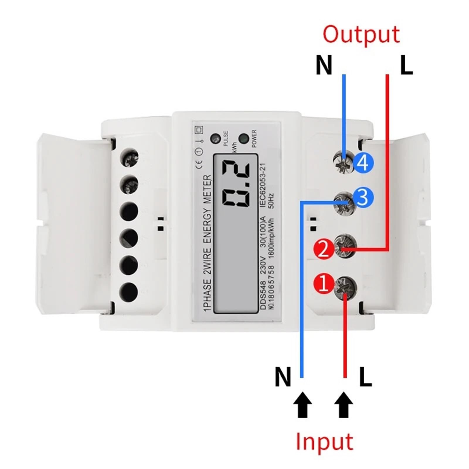 Load 30-100A 230VAC Single Phase 2 Wire Digital Wattmeter Electricity Cost Measuring Meter 1Pcs(LCD Display)