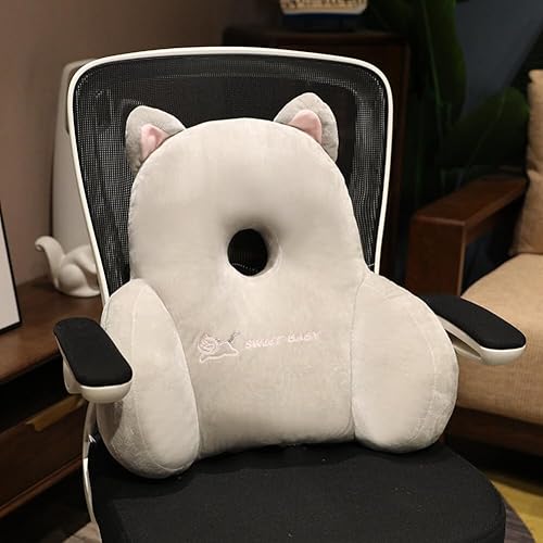 Miniatura 9 de Lindo cojín de respaldo de animal suave almohada de respaldo de felpa con agujero almohada de descanso para respaldo de oficina, silla, asiento de