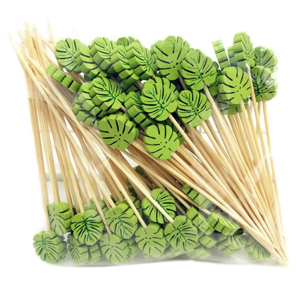 CTRLZS 100Pcs Disposable Bamboo Picks Food Fruit Cocktail Toothpicks Handmade Toothpicks Picnic Supplies Decoration A