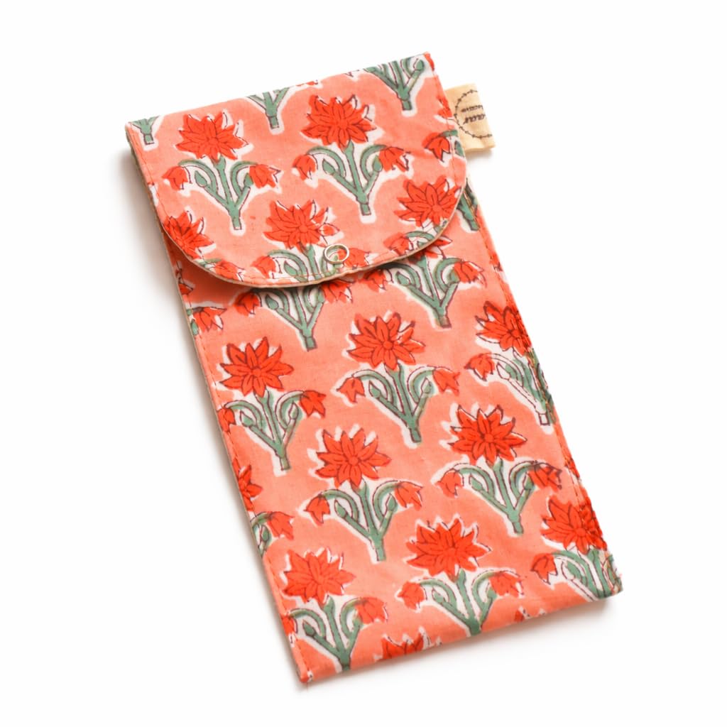 Handcrafted Block Printed Cotton Multipurpose Pouch | Washable Cosmetic, Toiletry, Toothbrush & Pencil Pouch | Button Closure-image-48
