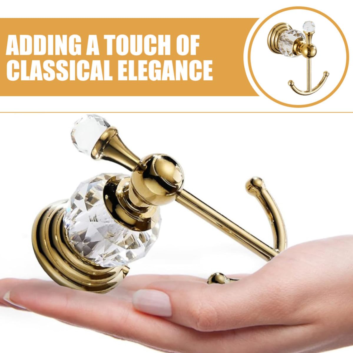 Angoily Gancho de Pared Dorado Resistente Superficie Lisa de Acero Inoxidable para Toallas y Batas Adecuado para Baño y Dormitorio Moderno