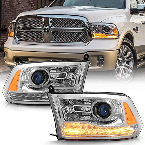 ACANII - For [Projector Style Only] 2013-2018 Dodge Ram 1500 2500 3500 Chrome Headlights Headlamps Pair Set Left+Right