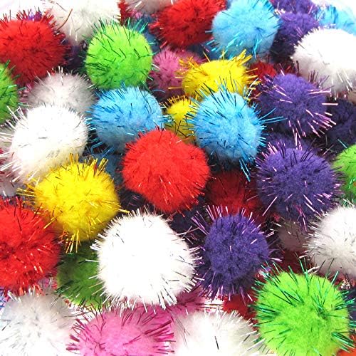 DIY Pom poms Ball Christmas Decoration Glitter Pompom Colorful Soft Fluffy Plush Craft Sewing Accessories (25mm Diameter (1")) - Image 3